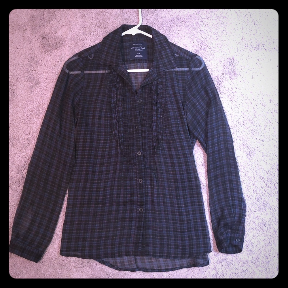 Sheer long sleeve button up from American Eagle